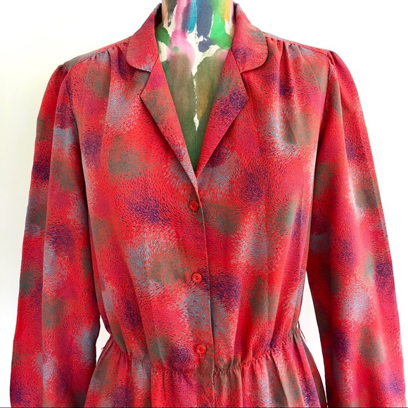 🚨VINTAGE 80s Abstract Secretary Midi Dress - Picture 5 of 5